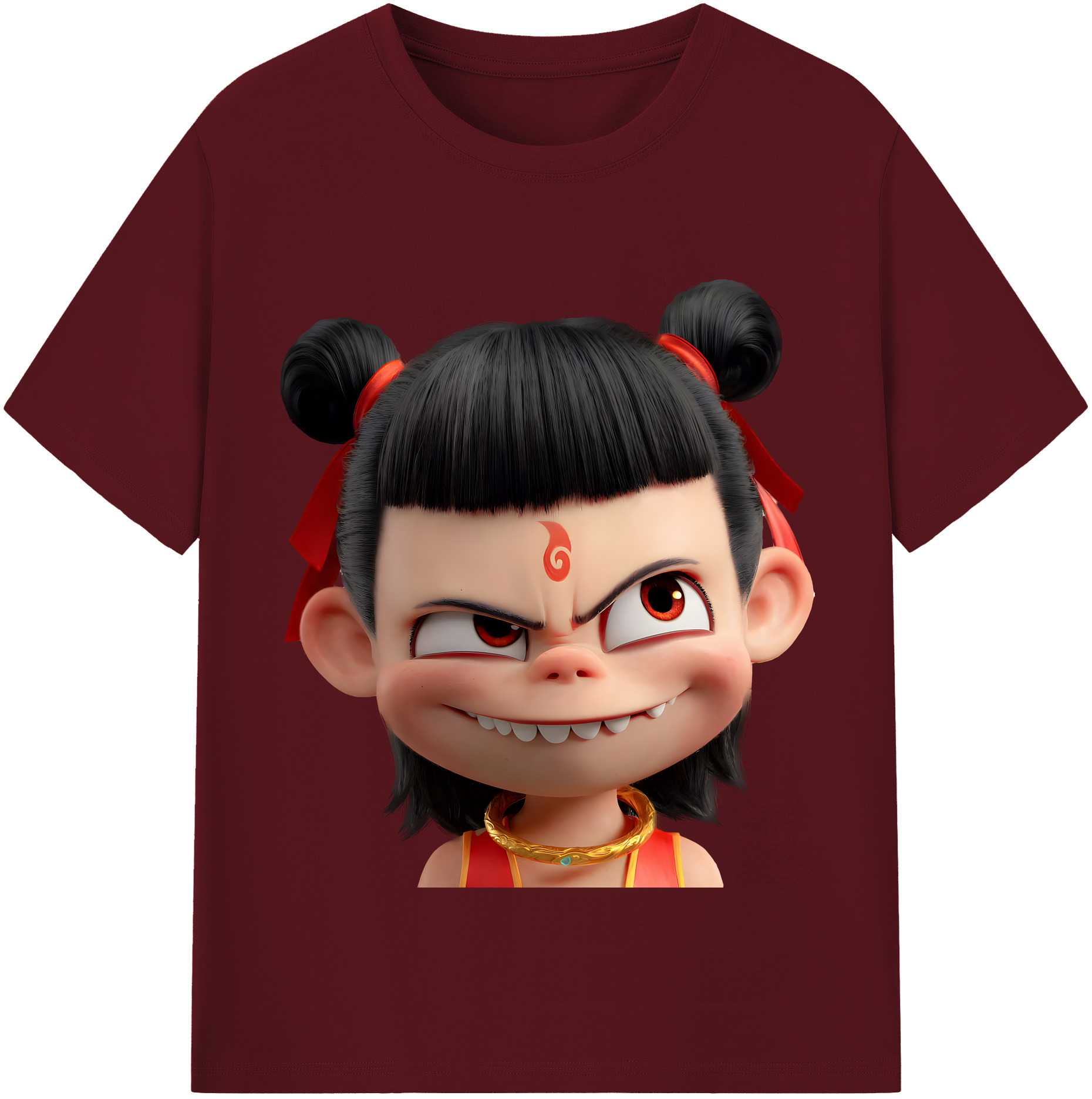 （画像用） Ne Zha 2 ナタ 魔童の大暴れ 綿100％半袖Tシャツ（フロントプリント）
